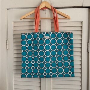 Saltbox Canvas Tote Peach and Teal